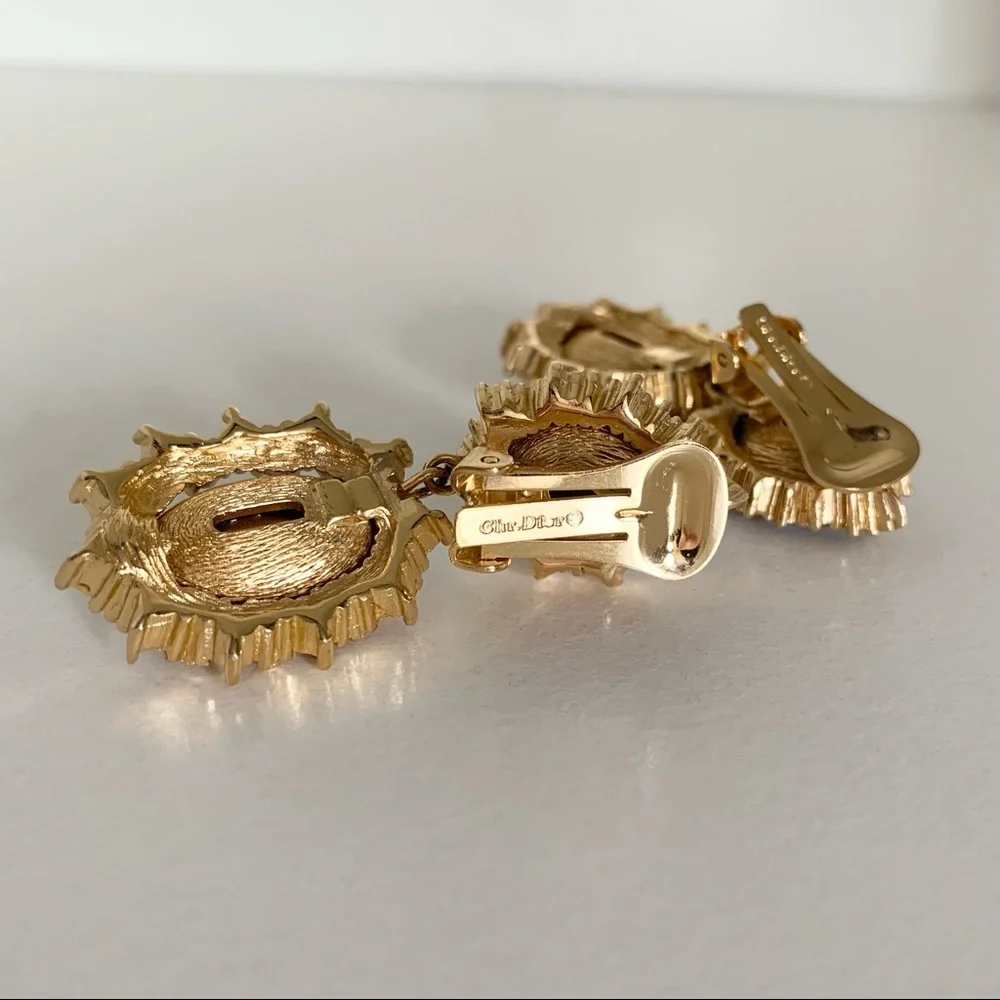 Vintage Christian Dior large crystal earrings - Picture 5 of 15